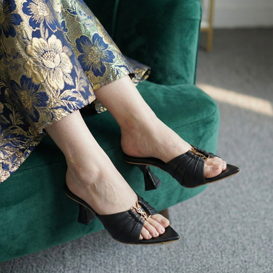 Premium Elegant Ladies Slip-On Heels – Pointed Toe | Comfortable Party & Casual Sandals