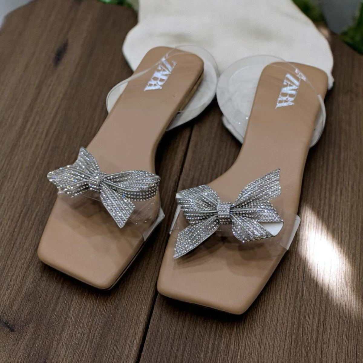 Flat Sandals White Stone Luxury Designs Sandals