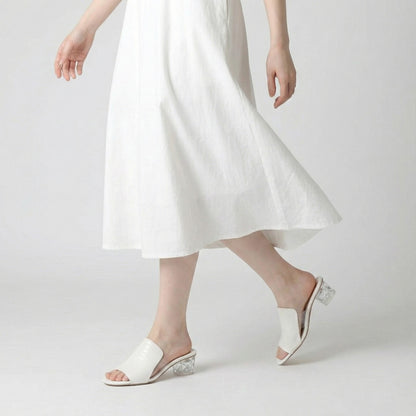 Bucharest Croc-Embossed City Slide Sandal Heeled