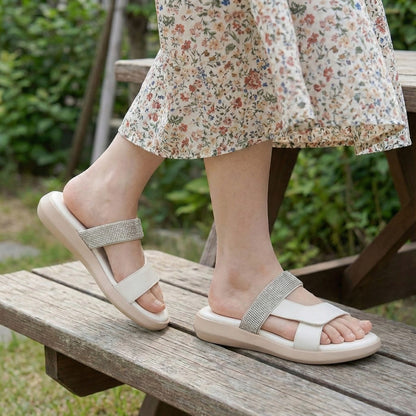 Wedges Heel With Stone Mesh Comfortable Soft Sole Medicated Sandals