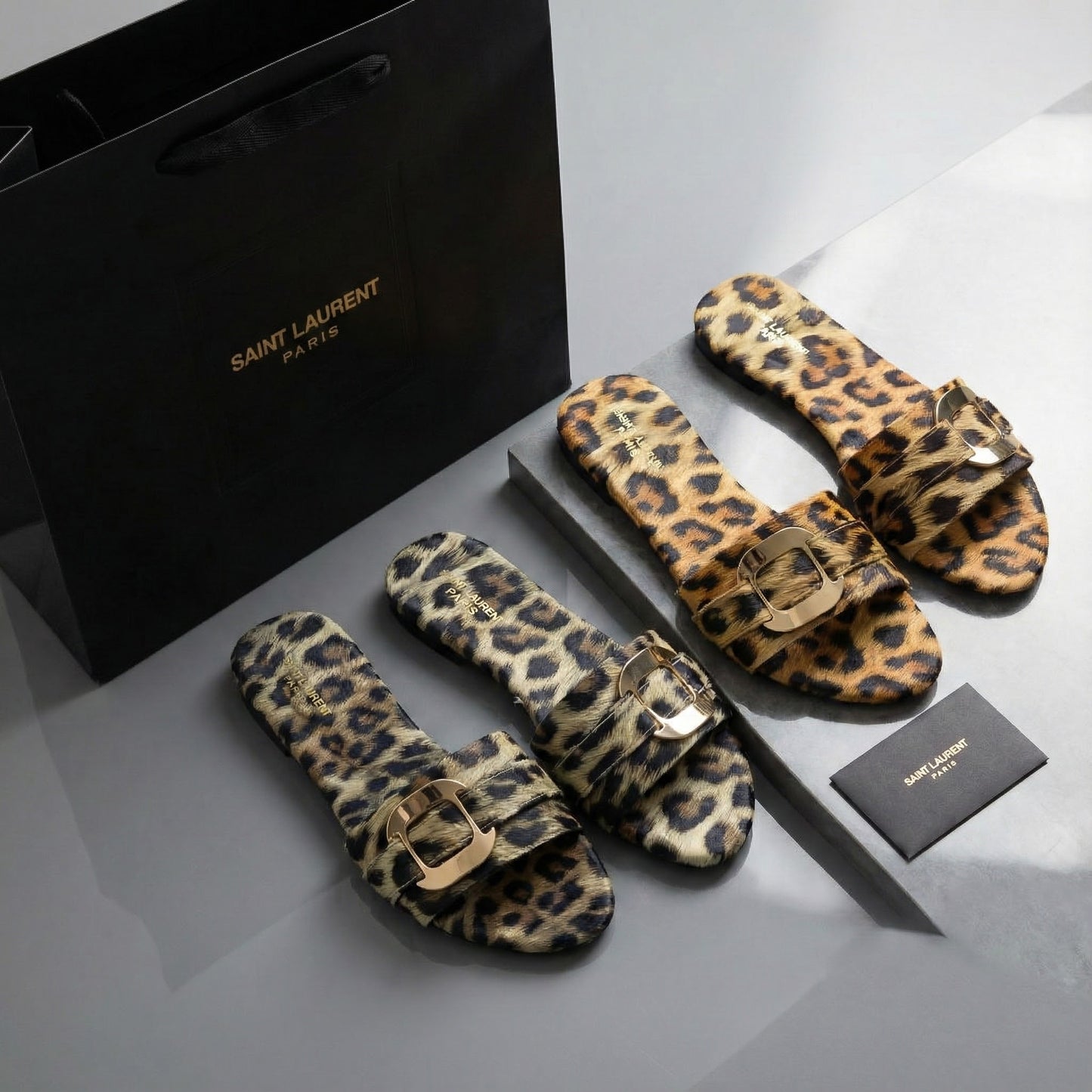 Premium Le-op-ard Print Flat Slides for Women – Soft Comfortable Slip-On Sandals 26