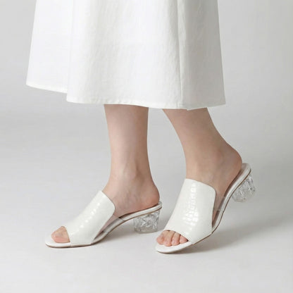 Bucharest Croc-Embossed City Slide Sandal Heeled