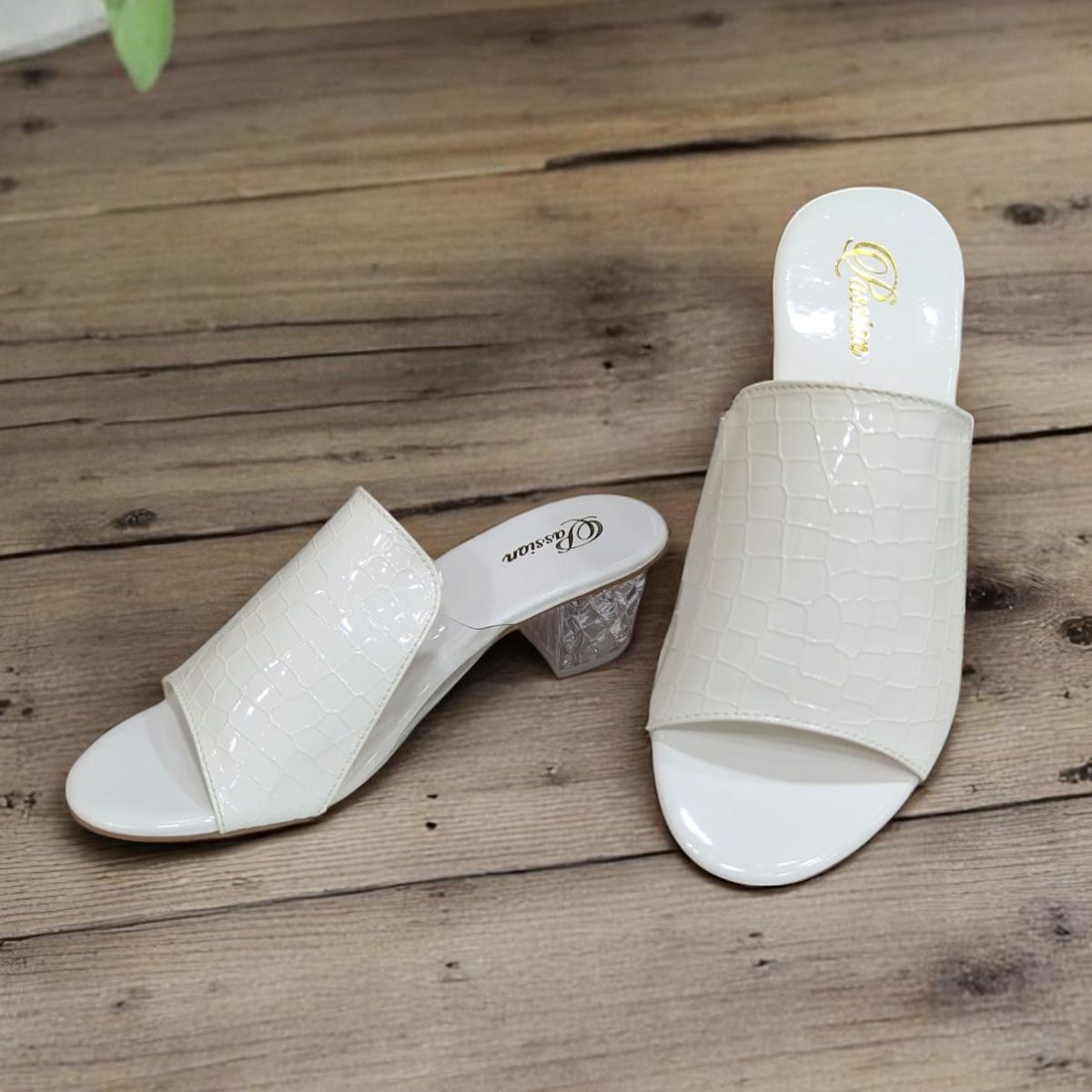 Bucharest Croc-Embossed City Slide Sandal Heeled