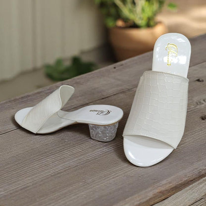 Bucharest Croc-Embossed City Slide Sandal Heeled