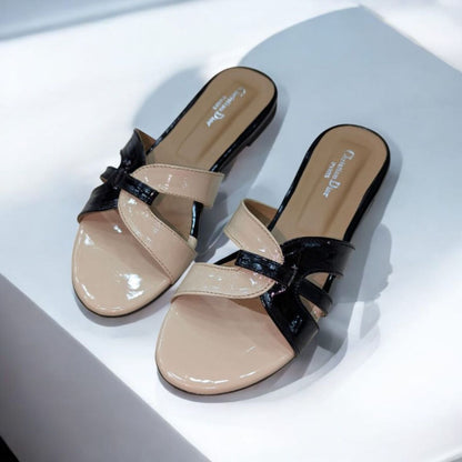 Flat Black And Fone Fancy Slippers