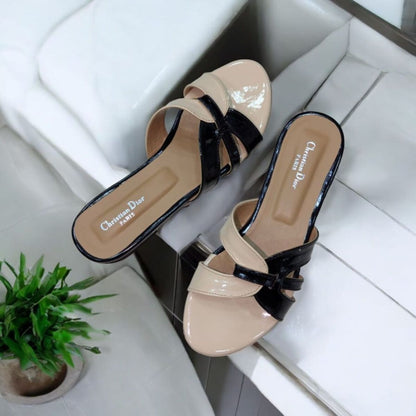 Flat Black And Fone Fancy Slippers