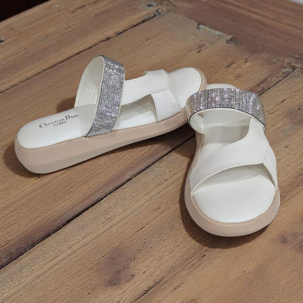 Wedges Heel With Stone Mesh Comfortable Soft Sole Medicated Sandals