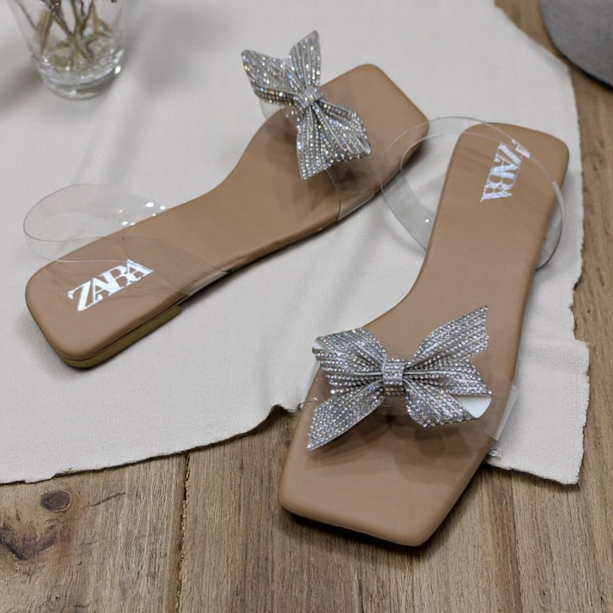 Flat Sandals White Stone Luxury Designs Sandals